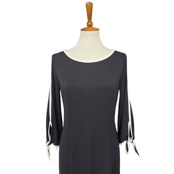 NWT Talbots Black Sheath 3/4 Sleeves Stretchy Shift Dress Size Medium - Picture 2 of 6